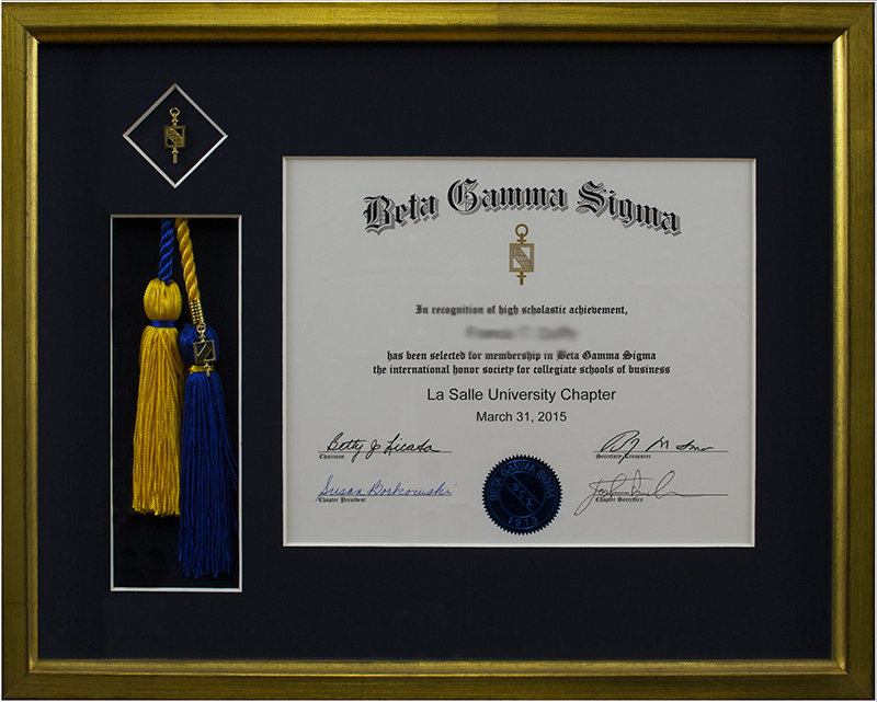 Image of Diploma and Tassel in Gold Frame