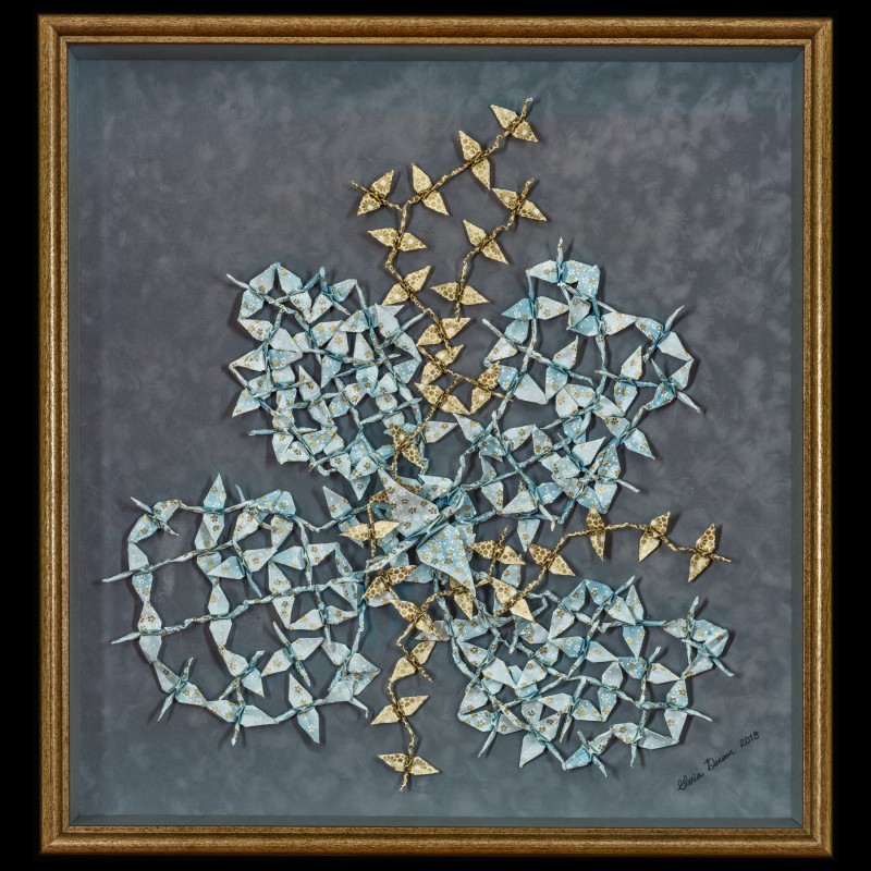Image of Origami Cranes in Shadowbox Picture Frame