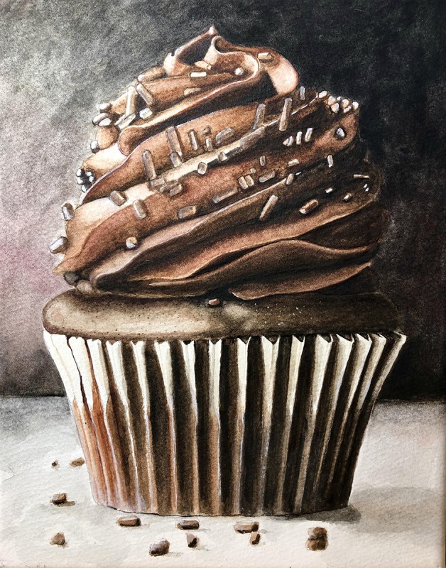 Cupcake Painting by Carol Corbett